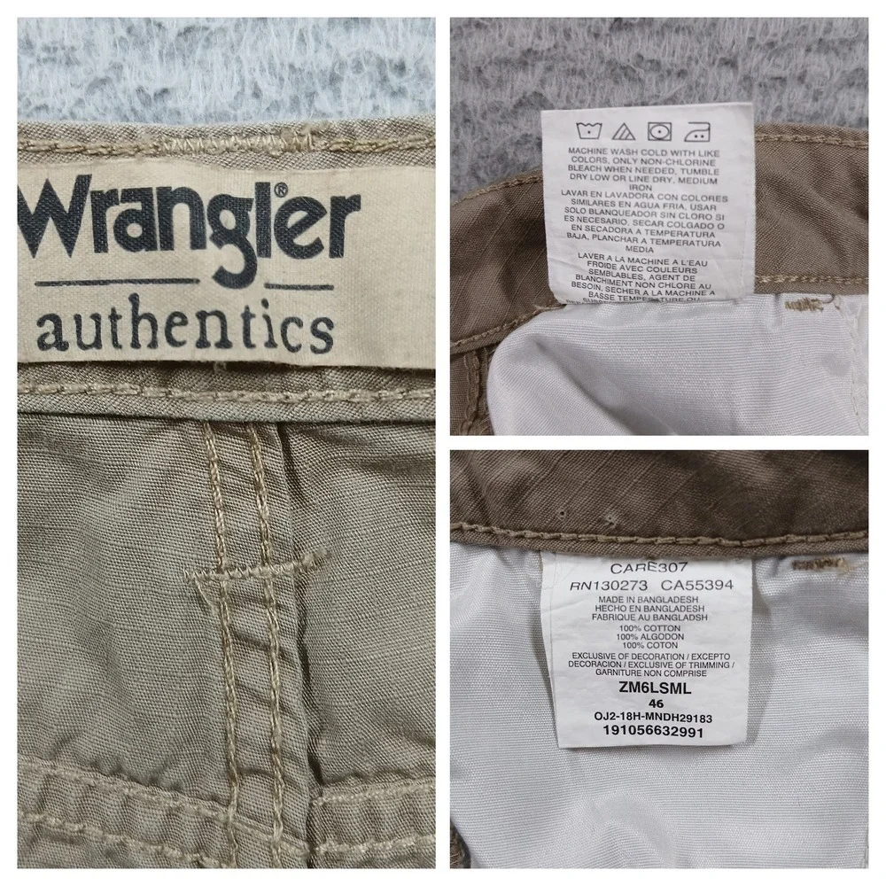 Wrangler Authentics Men's Cargo Shorts Size 46 Khaki Cotton Casual Pockets‎